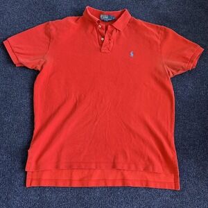 Polo Ralph Lauren Polo Shirt Mens Large Red Solid Short Sleeve Pony Logo Casual